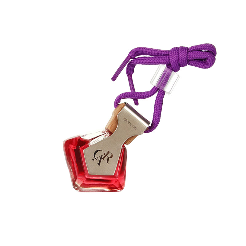Bouteille de parfum de voiture suspendue de taille mini couvercle en bois et en métal bouteilles de formes multiples pour le parfum