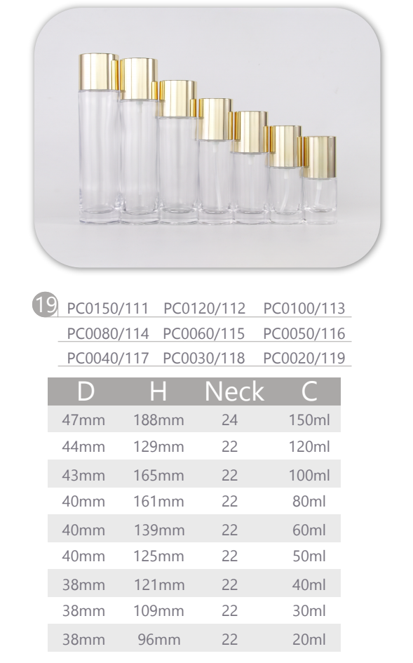 Emballage de bouteille de lotion en verre transparent de 150 ml