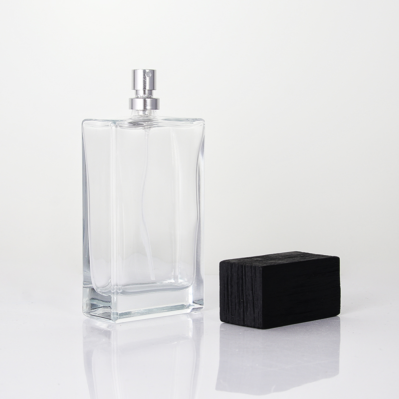 Bouteille en verre de parfum carrée portable