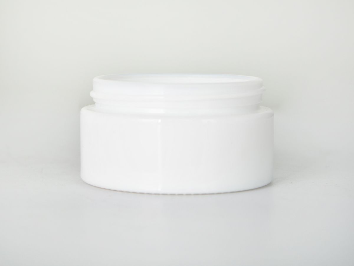 Flacon de lotion en verre rond blanc avec pompe et pot blanc