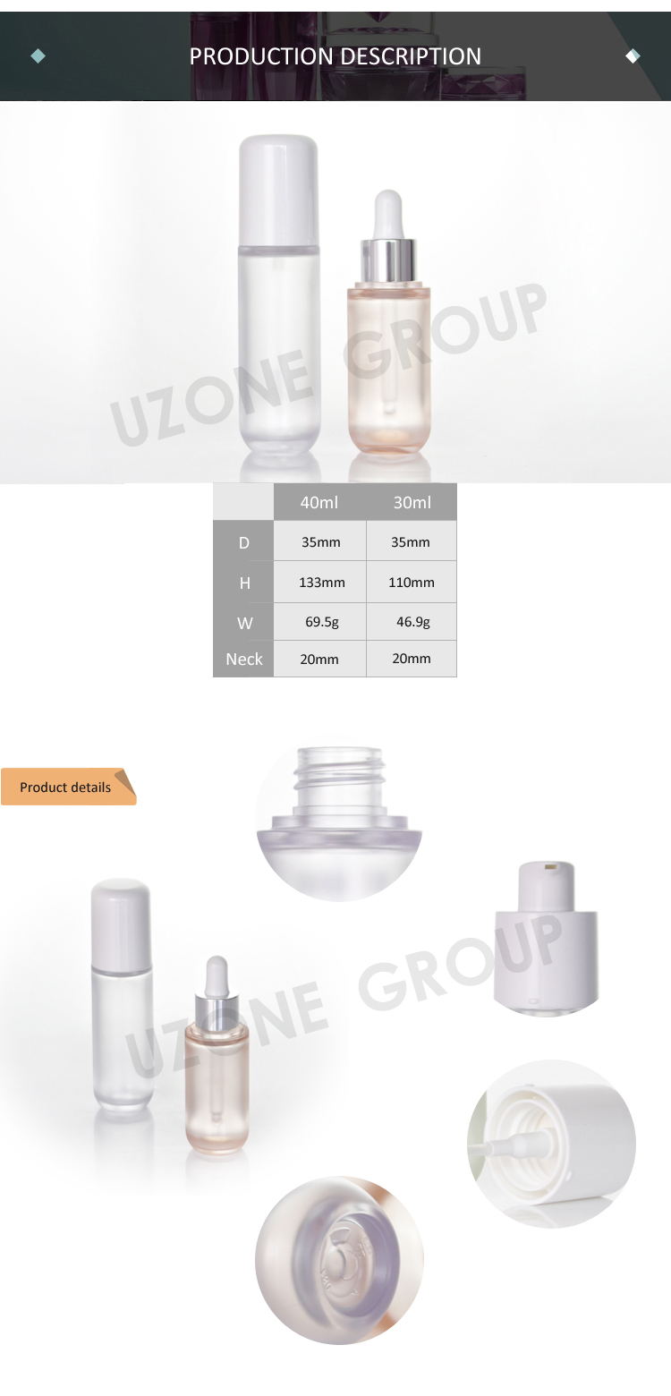 30ml 40ml bouteille de lotion en plastique transparent unique pour les soins de la peau