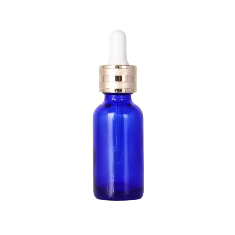 Bouteille d'huile essentielle en verre bleu de 30 ml pour un usage quotidien