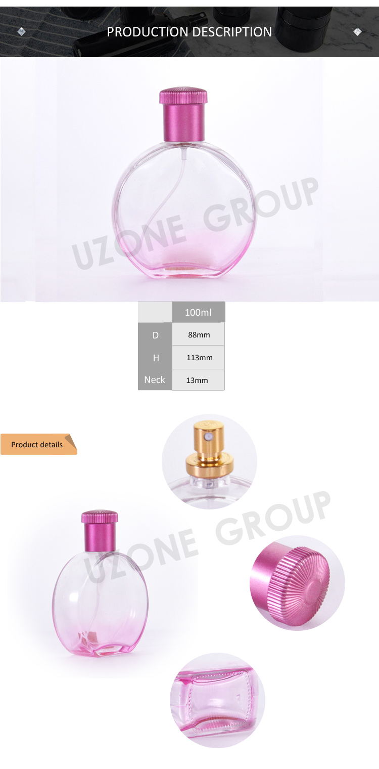 Bouteille en verre de vaporisateur de parfum miniature rose portable