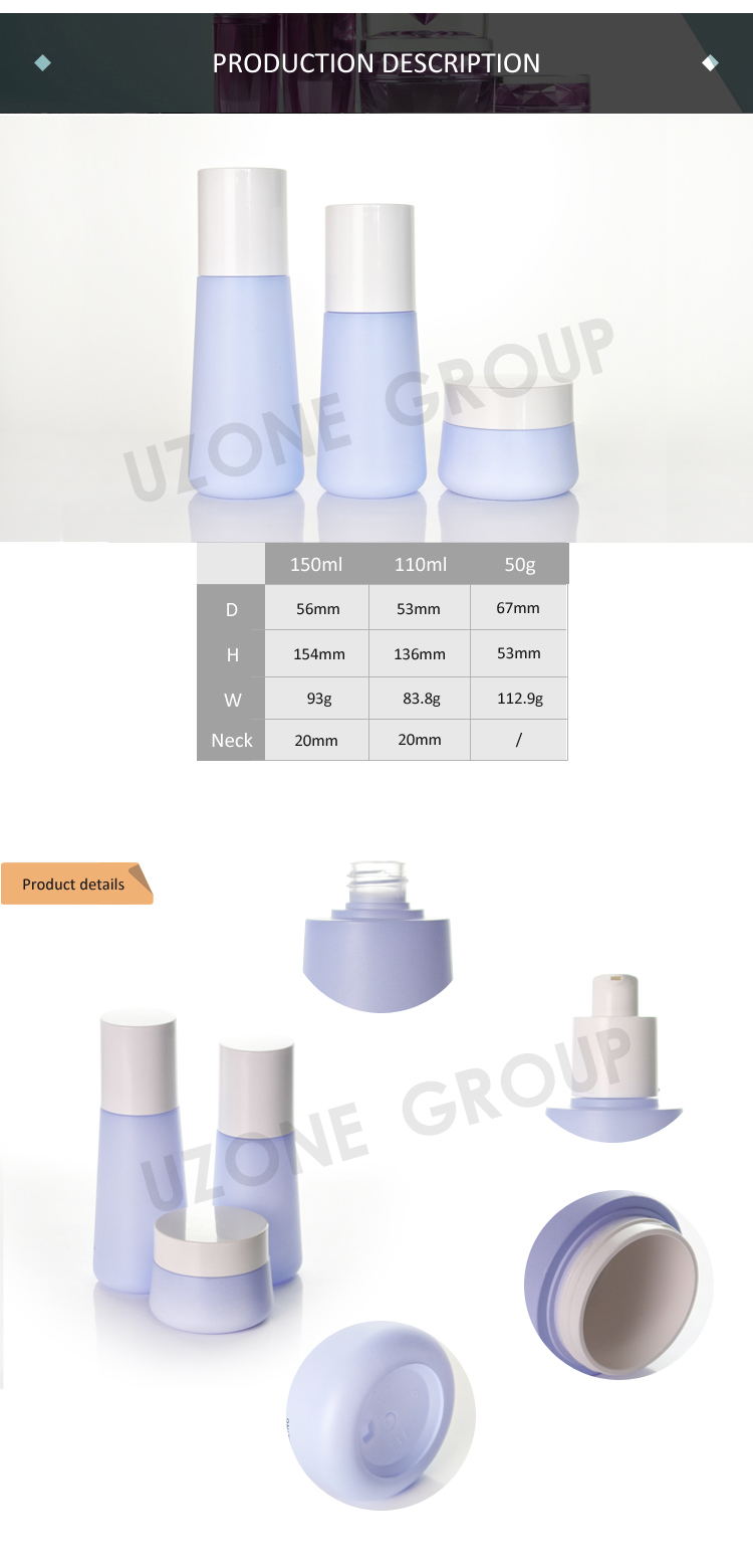 150ml 100ml 50g bouteille de lotion en plastique bleu à la main pour le voyage